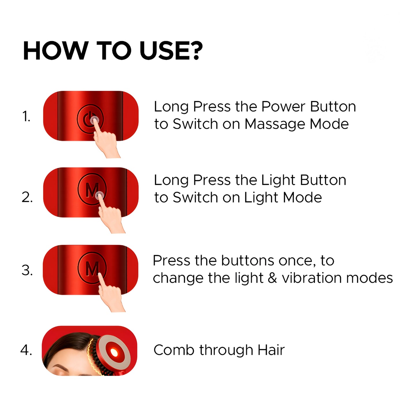 3-1 Healthy Red Light Therapy Scalp Massager